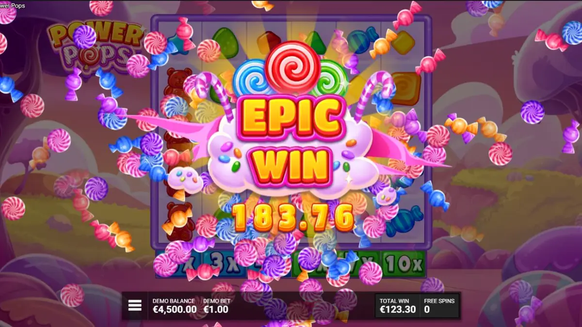Tampilan visual slot Power Pops dengan tema permen yang ceria