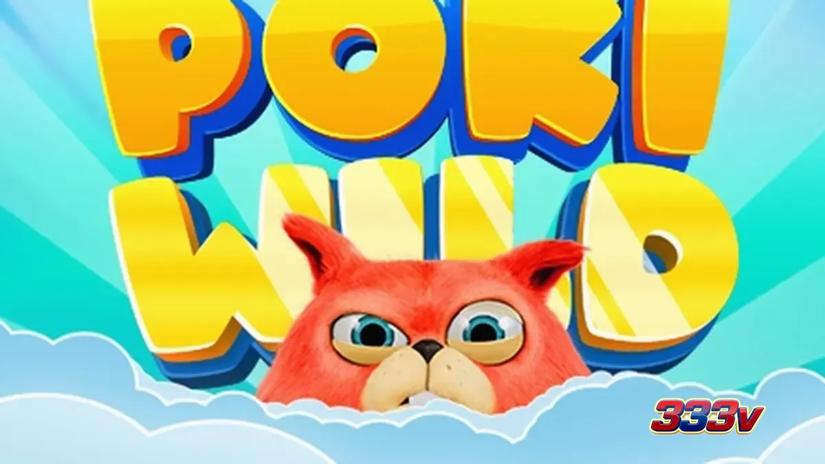 Tampilan antarmuka permainan slot Poki Wild dengan latar belakang yang cerah